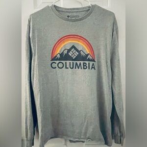Men’s COLUMBIA Sportswear Grey Long Sleeve Logo Shirt Size Medium Gray